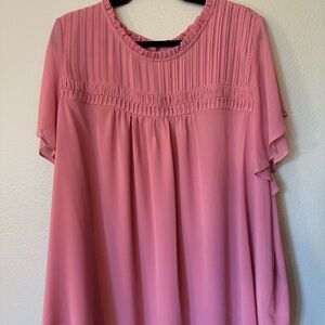 Torrid Chiffon Smocked Pintuck Flutter Short Sleeve Blouse